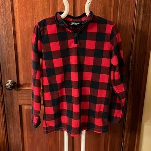 Lands End Buffalo Plaid fleece pullover